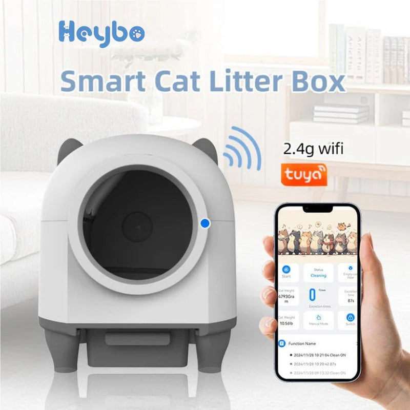 HEYBO Self Cleaning Cat Litter Box 80L Automatic Cat Litter Box with Large Capacity
